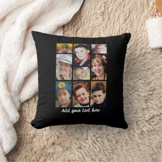 18 photo collage add text black cushion