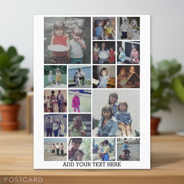 18 Photo Collage and Text - Can Edit white Postcard (Photo Postcard - Customize with your pictures)