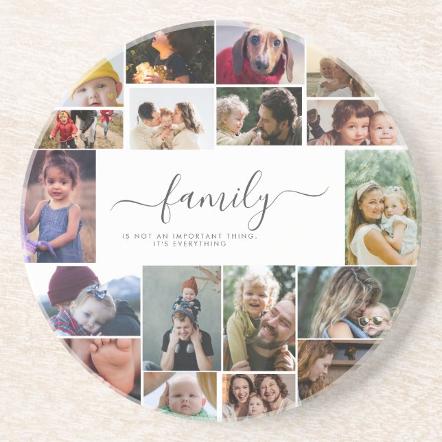 18 Photo Collage Cute Family Love Memory Coaster (Front)