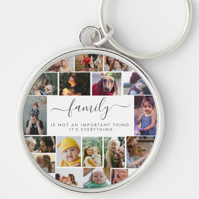 18 Photo Collage Cute Family Love Memory Key Ring (Front)