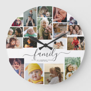 18 Photo Collage Cute Family Love Memory Large Clock