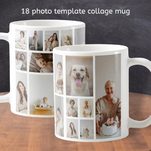 18 Photo Collage Family Personalised Coffee Mug