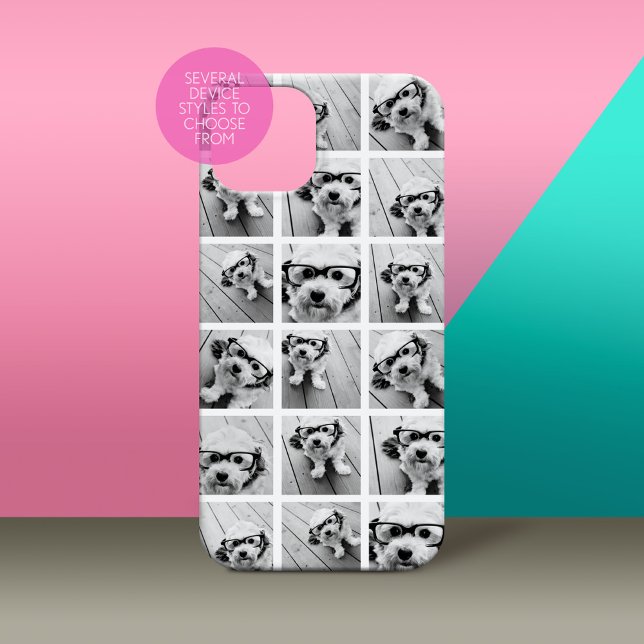 18 Photo Collage - Modern Stacked Grid Case-Mate iPhone Case (Personalized Phone Case with Custom Photos and Text - Pick Your Device Style)