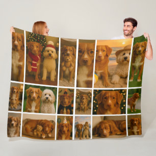18 Photo Collage Personalized Template Fleece Blanket