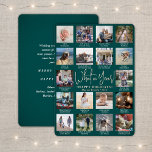 18 Photo Collage Teal What a Year! Modern Script Foil Holiday Card<br><div class="desc">What a year to remember! Send stylish joyful greetings and share 18 of your favourite pictures with a custom 5x7 photo collage teal and rose gold foil holiday card. Text on this template is simple to personalise to include any wording such as Merry Christmas, Happy Holidays, Seasons Greetings, New Years...</div>