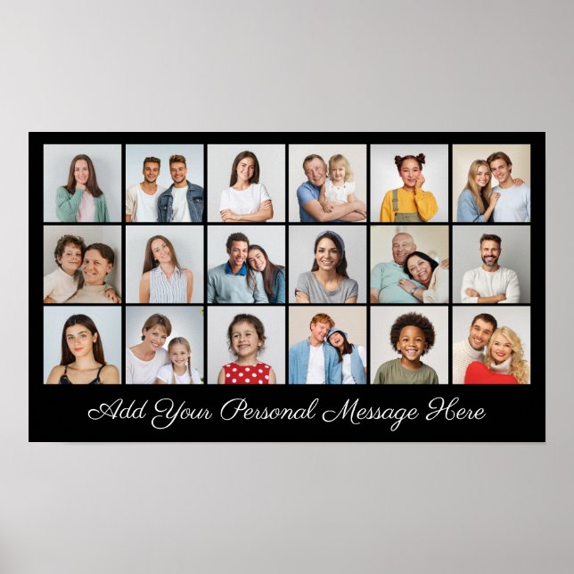 18 Photo Colour Add Your Greeting Editable Colour Poster (Front)