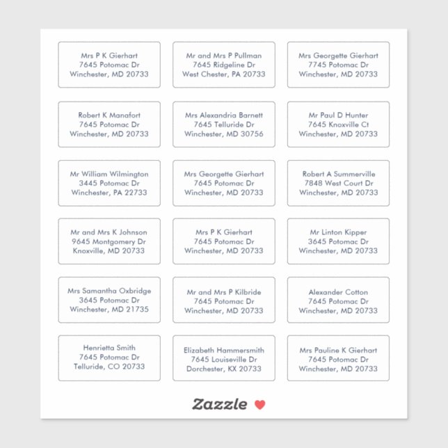 18 Recipient Name Wedding Guests Addresses (Sheet)