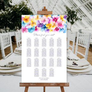 18 Table Colourful Floral Wedding Seating Chart