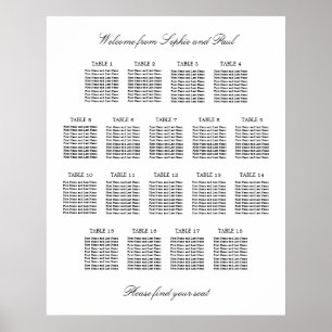 18 Table Elegant Minimalist Seating Chart