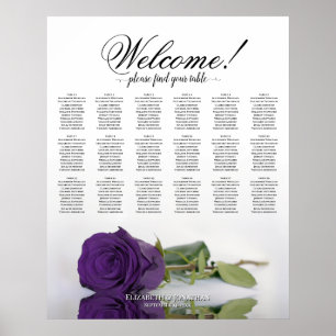 18 Table Elegant Royal Purple Rose Seating Chart