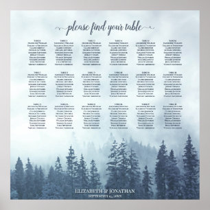 18 Table Misty Blue Pines Wedding Seating Chart