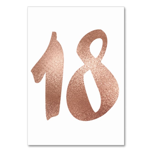 18 Table  Number White Metallic Pink Rose Gold (Front)