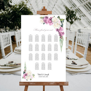 18 Table Pink White Rose Floral Seating Chart