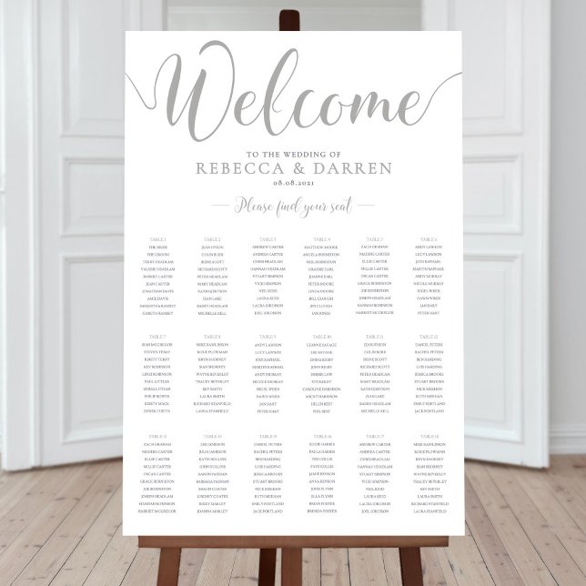 18 Table Silver Wedding Seating Chart (Creator Uploaded)
