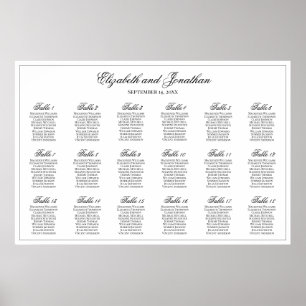18 Table Simple Elegance Wedding Seating Chart