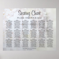 18 Table White Hearts Peony Wedding Seating Chart