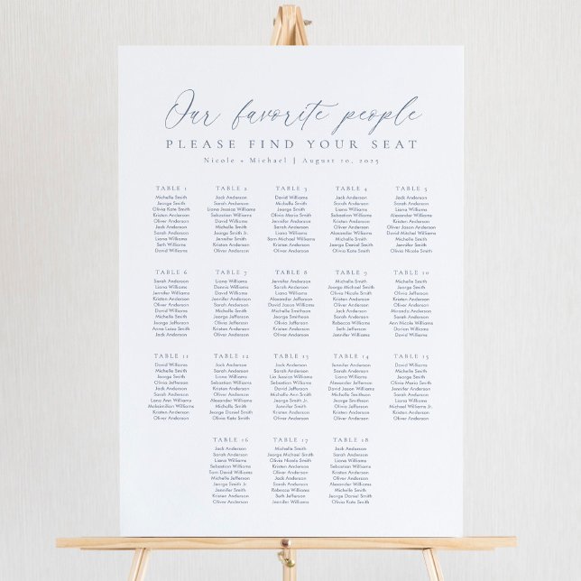 18 Tables Our Favourite People Seating Chart (Creator Uploaded)