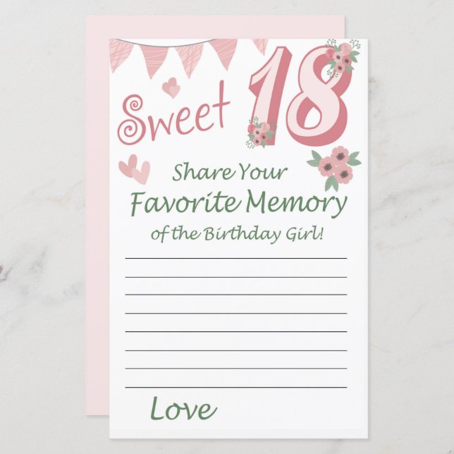 18 th birthday Favourite Memory of the Birthday Gi (Front/Back)