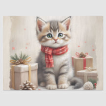 18# Tissue Paper Christmas Kitty 