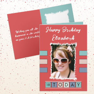 18 today add photo age name red birthday card