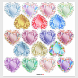 18 Watercolor Heart Gemstones Cute Colourful Fu