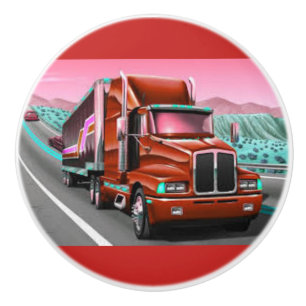 18 Wheeler Freight Truck on a Ceramic Door Knob