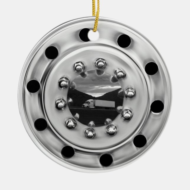 18 Wheelin' Ceramic Ornament (Front)
