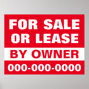 18" x 24" For Sale or Lease Paper Poster