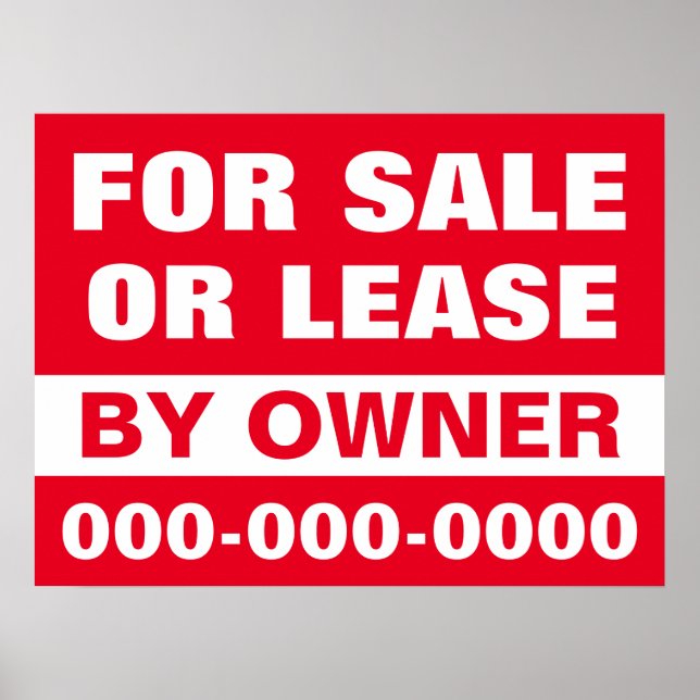 18" x 24" For Sale or Lease Paper Poster (Front)