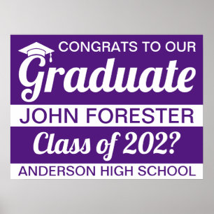 18" x 24" Graduation Purple Paper Poster
