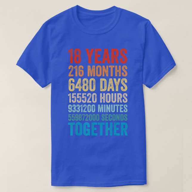 18 Year Anniversary Him Her Couple 18th Wedding  T-Shirt (Design Front)