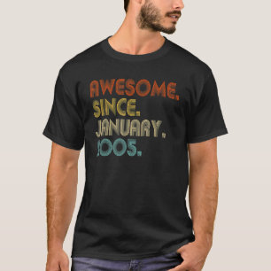 18 Year Old Awesome Since January 2005 18th Birthd T-Shirt