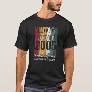 18 Year Old Awesome Since January 2005 18th Birthd T-Shirt