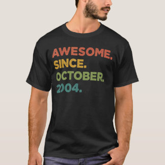 18 Year Old Awesome Since October 2004 18th Birth T-Shirt
