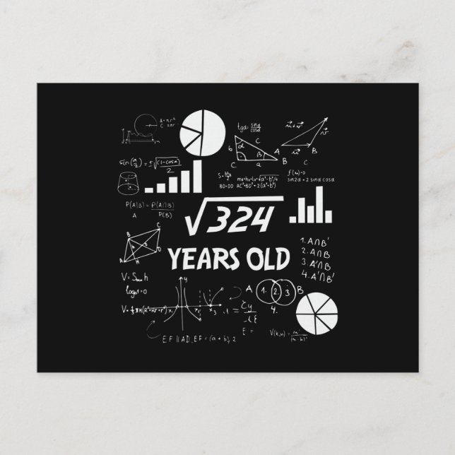 18 Year Old Bday Geeky Math 18th birthday Gift Postcard (Front)