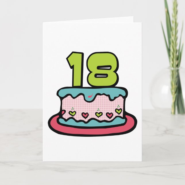 18 Year Old Birthday Cake Card (Front)