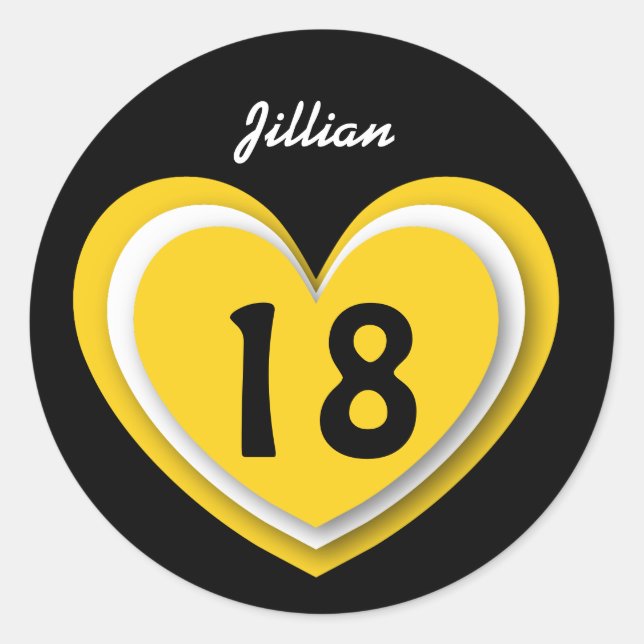18 Year Old Birthday Layered Hearts V18R Classic Round Sticker (Front)