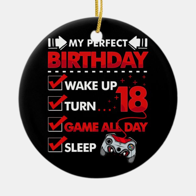 18 Year Old Gamer Boy 18th Perfect Birthday Gaming Ceramic Ornament (Front)