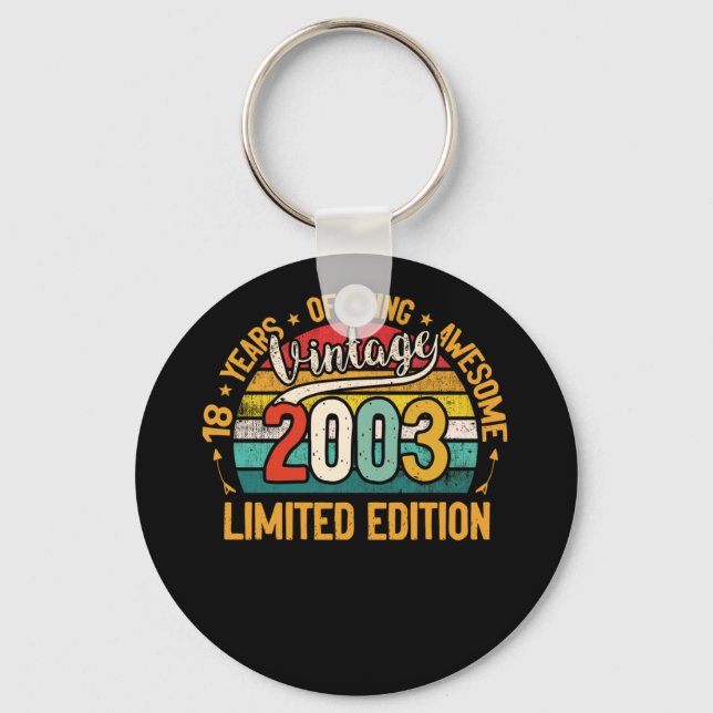 18 Year Old Gifts Vintage 2003 18th Birthday Key Ring (Front)