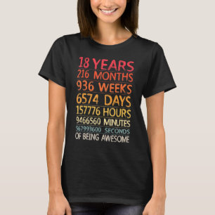 18 Years 216 Months 936 Weeks Birthday Eighteenth T-Shirt