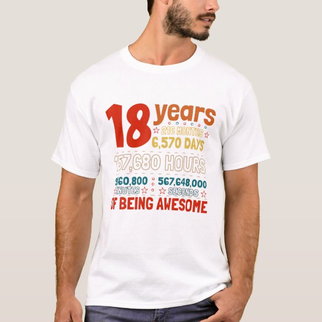 18 Years 216 Months Of Being Awesome 18Th Birthday T-Shirt (Front)