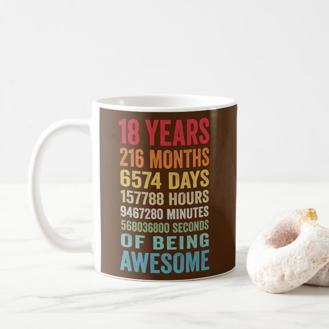 18 Years 216 Months Of Being Awesome 18th Coffee Mug (With Donut)