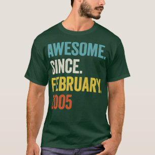 18 Years Awesome Since February 2005 18th Birthday T-Shirt