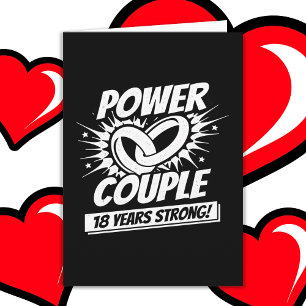 18 Years Comic Super Power Couple 18th Anniversary Card