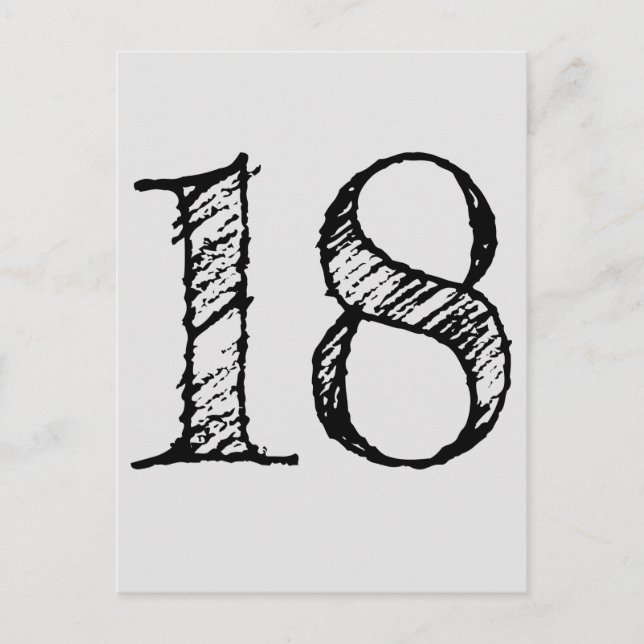 18 years number eighteen giant manuscript invitation postcard (Front)