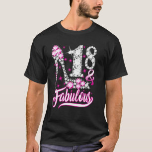 18 Years Old 18 & Fabulous 18th Birthday Pink Diam T-Shirt