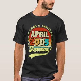 18 Years Old Awesome Since April 2005 18th Birthd T-Shirt