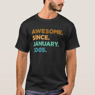 18 Years Old Awesome Since January 2005 18th Birth T-Shirt