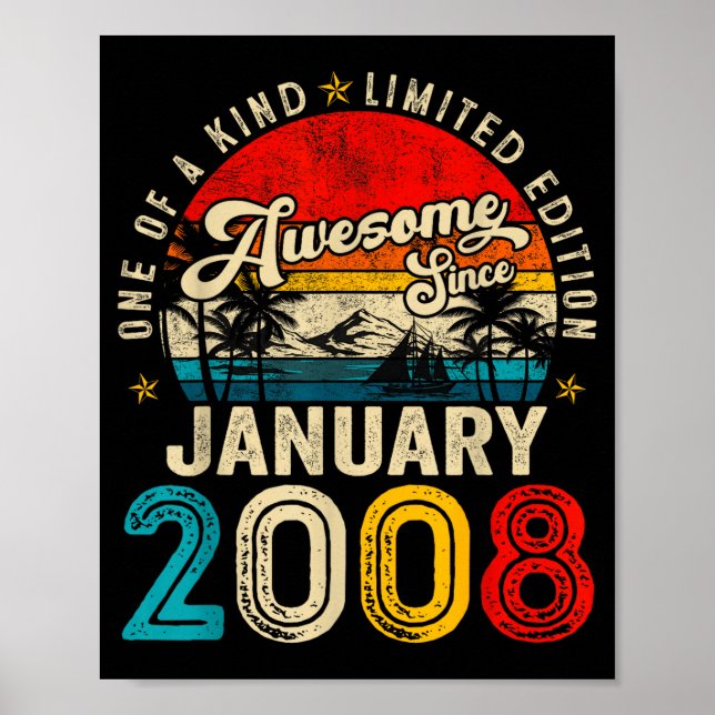 18 Years Old Awesome Since January 2008 18th Birth Poster (Front)