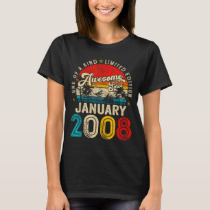 18 Years Old Awesome Since January 2008 18th Birth T-Shirt